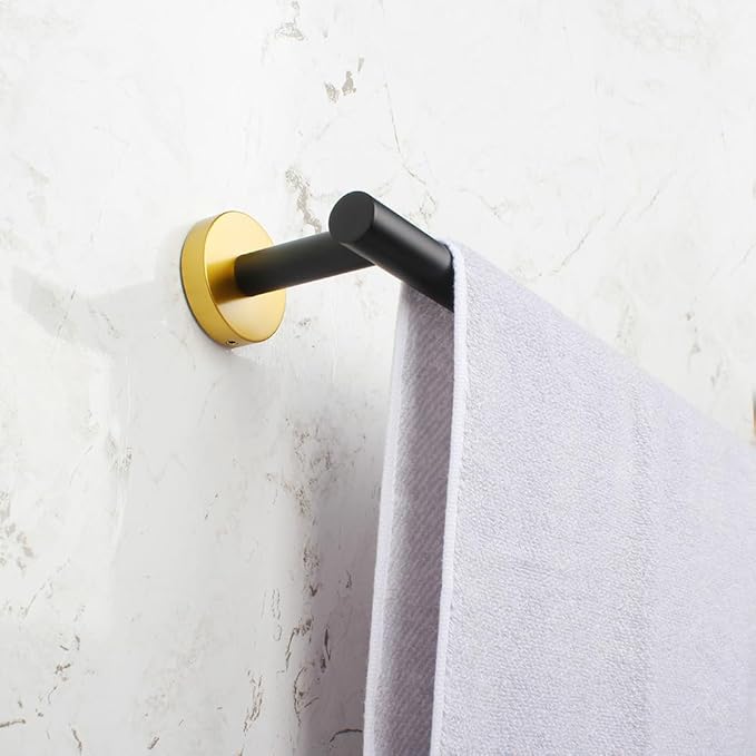 18-Inch Hand Towel Bar Stainless Steel Bathroom Towel Holder Kitchen Dish Cloth Hanger Wall Mount Black & Gold