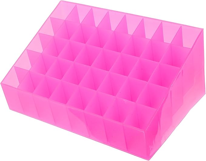 Ipetboom 40 Slots Makeup Holder Plastic Lipstick Holder 40 Slots Lipstick Box Lip Gloss Storage Organizer Tubes Display Case Makeup Desk Organizer for Home Shop Use Pink
