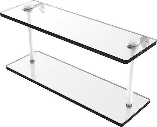 Allied Brass NS-2/16-WHM 16 Inch Two Tiered Glass Shelf, Matte White