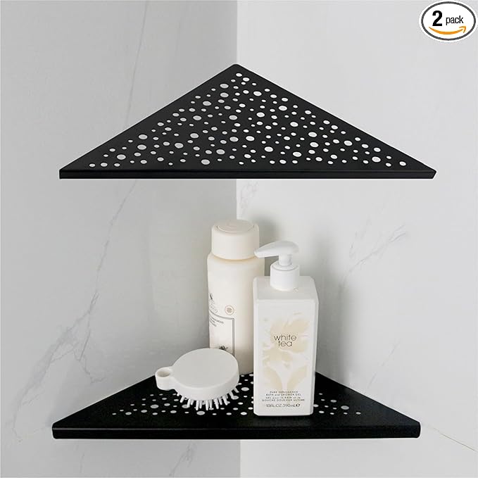 HIDROP Corner Shower Shelf 10" Triangular (Matte Black)