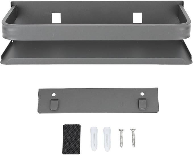 TANIQIACA Simple Aesthetic Wall Mounted Bathroom Rack, Multifunctional Floating Shelves for Bathroom Kitchen Storage, Sturdy Stainless Steel, Large Capacity, Strong Adhesive, No Drill Insta (25cm)