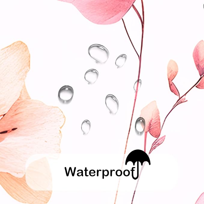 Pink Floral Shower Curtain, Watercolor Flower Shower Curtains for Bathroom, Modern Minimalist Waterproof Fabric Bath Decoration 72x72 Inch