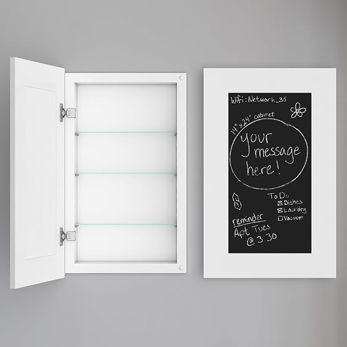 Houseables Medicine Cabinet No Mirror, Recessed, Hidden in Wall Niche, Without Mirror, Chalkboard, Concealed, Built in, Between Stud Shelf Insert, for Bathroom Storage, 14x24 Inch (17x27)