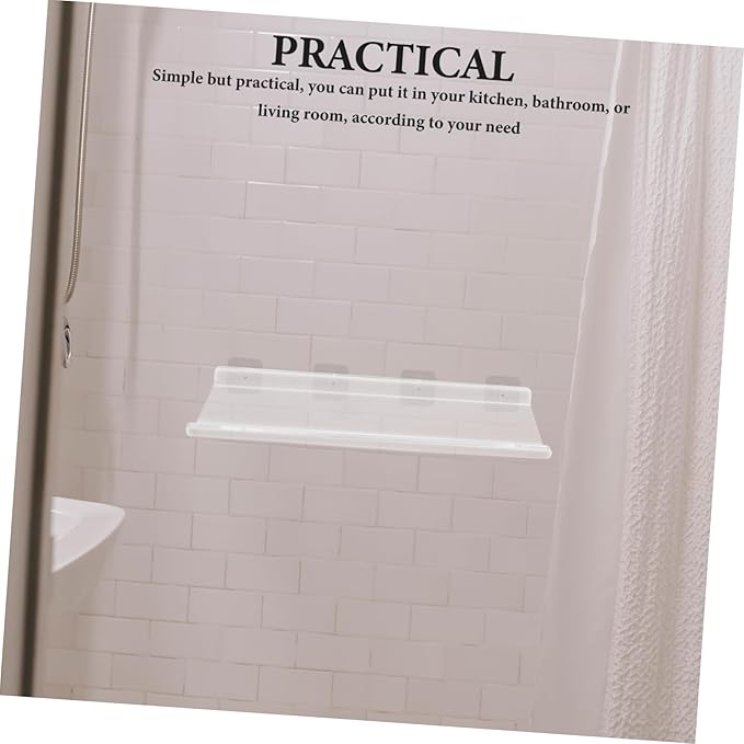 Hemobllo Acrylic Floating Shelf for Bathroom Storage Clear Wall Mounted Rack Design Easy to Install for Organizing Toiletries and Kitchen Gadgets