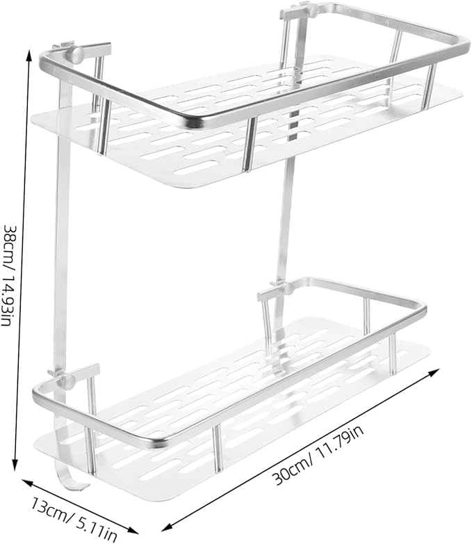 Bathroom Wall-Mounted Storage Rack Double Layer Space Aluminum Toilet Shelf for Organizing Items Bathroom Kitchen Dorm Simple and Practical Design