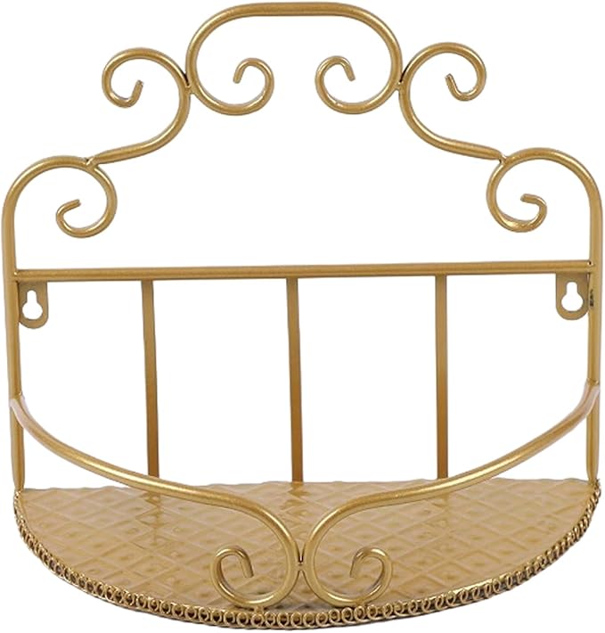 Wall Mount Shelves Bathroom Iron Black Wall Mounted Shelf Rustic Floating Shelf for Living Room Bedroom Kitchen Storage Shelves (Golden)
