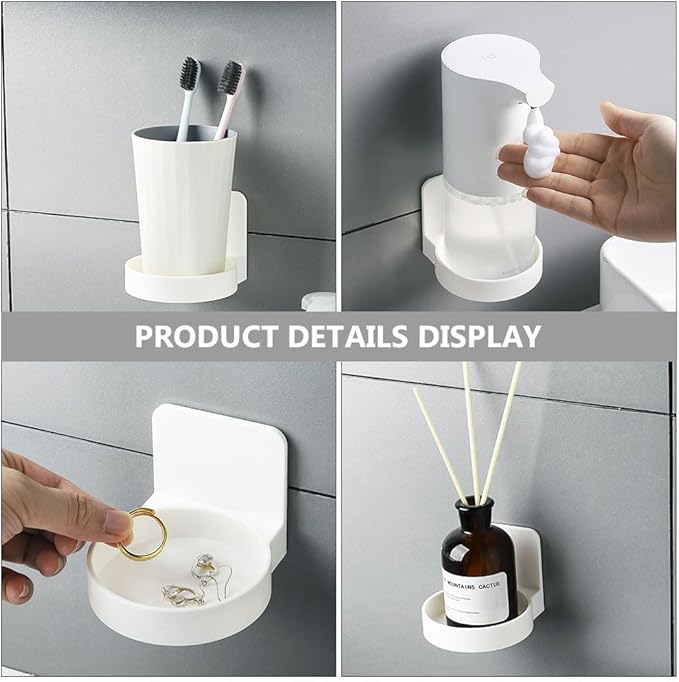 Lurrose Wall Storage Rack White Bathroom Shelf Suction Mount Organizer for Toiletries Space-Saving Bathroom Accessory for Kitchen and Bedroom No Drilling Damage