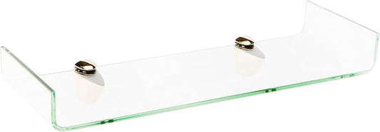Spancraft Glass Osprey6x18-Brass Osprey Bent Glass Shelf, Brass Bracket, 6" x 18"