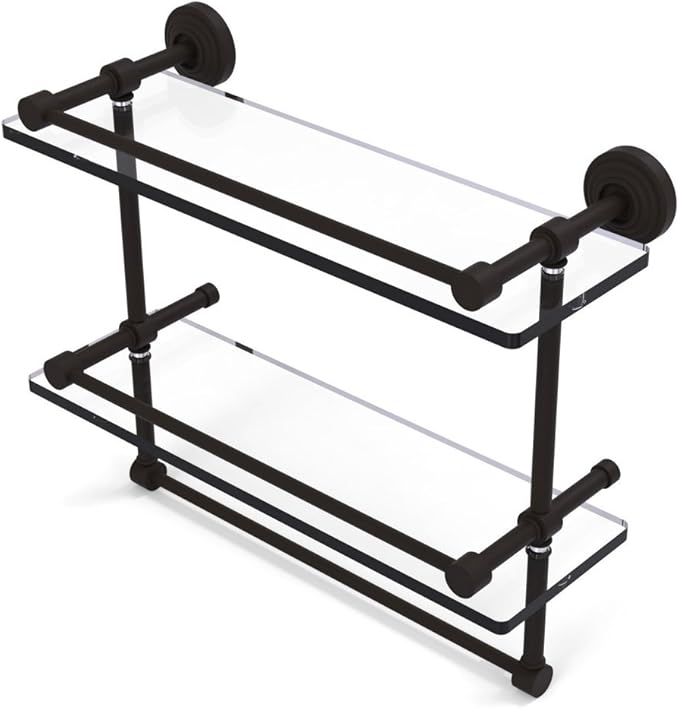 Allied Brass WP-2TB/22-GAL-ORB Wp 2 Tb Gal Inch Gallery Double Towel Bar Glass Shelf, 22 Inch, Oil Rubbed Bronze