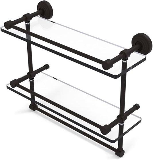 Allied Brass WP-2TB/16-GAL-ORB Wp 2 Tb Gal Inch Gallery Double Towel Bar Glass Shelf, 16 Inch, Oil Rubbed Bronze