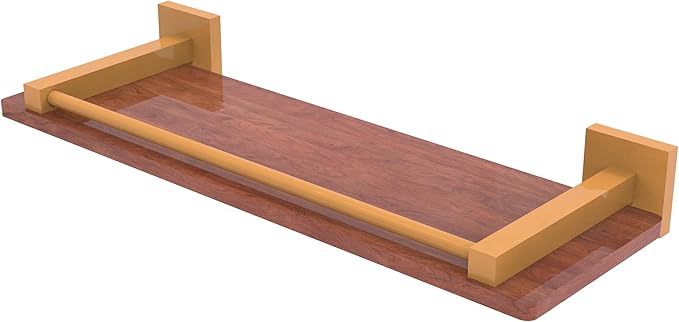 Allied Brass MT-1-16-GAL-IRW-GLY Montero Collection 16 Inch Solid IPE Ironwood Shelf with Gallery Rail, Golden Yellow