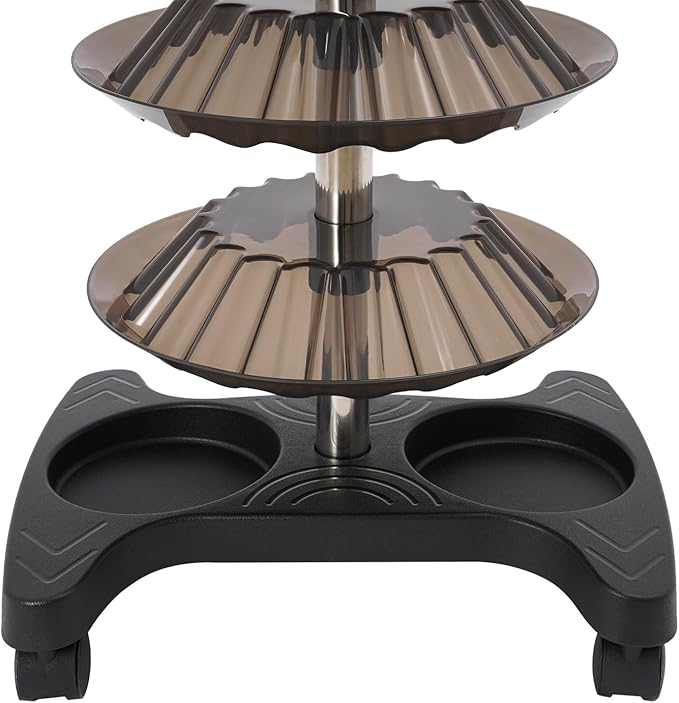 DYRABREST 5-Tier Nail Polish Trolley Organizer, 360° Rotating Nail Polish Display Stand with Wheels, Adjustable Shelves, White Modern Rolling Cart for Nail Salons and Home Use (black)