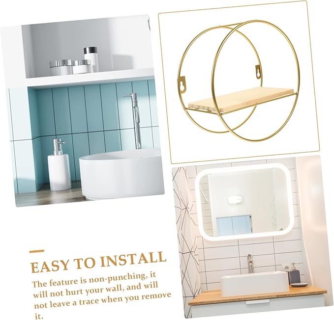 Amosfun Punch-Free Wall Shelf Multi-Function Above Toilet Organizer 1PCS Bathroom Storage Rack for Space Saving Wall-Mounted Household Shelf for Kitchen Bedroom and Toilet