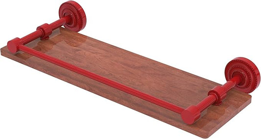 Allied Brass DT-1-16-GAL-IRW-FER Dottingham Collection 16 Inch Solid IPE Ironwood Shelf with Gallery Rail, Fire Engine Red
