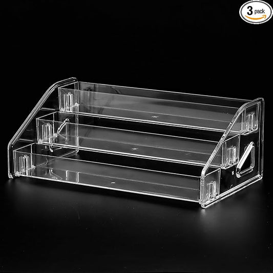 Nail Polish Organizer Clear Acrylic Eyeglasses Display Holder Essential Oil Storage Rack Makeup Stand Tray - 3 Layer