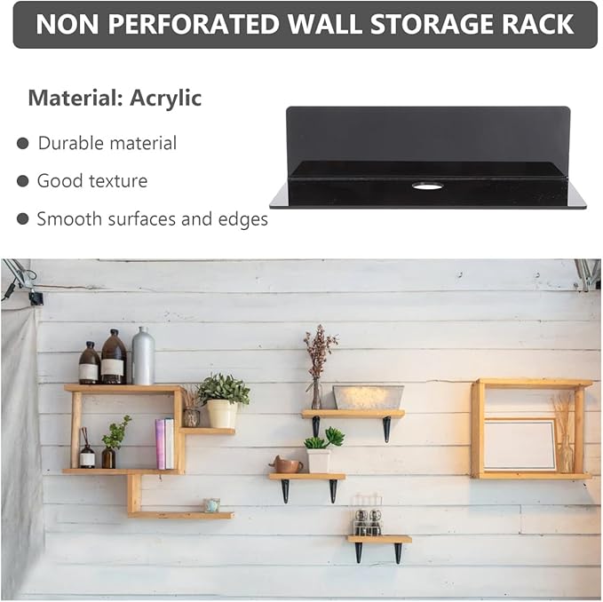 Zerodeko Wall-Mounted Storage Rack Punch-Free Acrylic Organizer for Clocks and Speakers Multi-Purpose Wall Shelf for Bathroom and Home