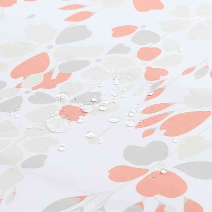 Stall Fabric Shower Curtain, Orange and Gray Floral Flower Shower Curtains for Bathroom, Waterproof Bathroom Curtains, 54" W x 72" H