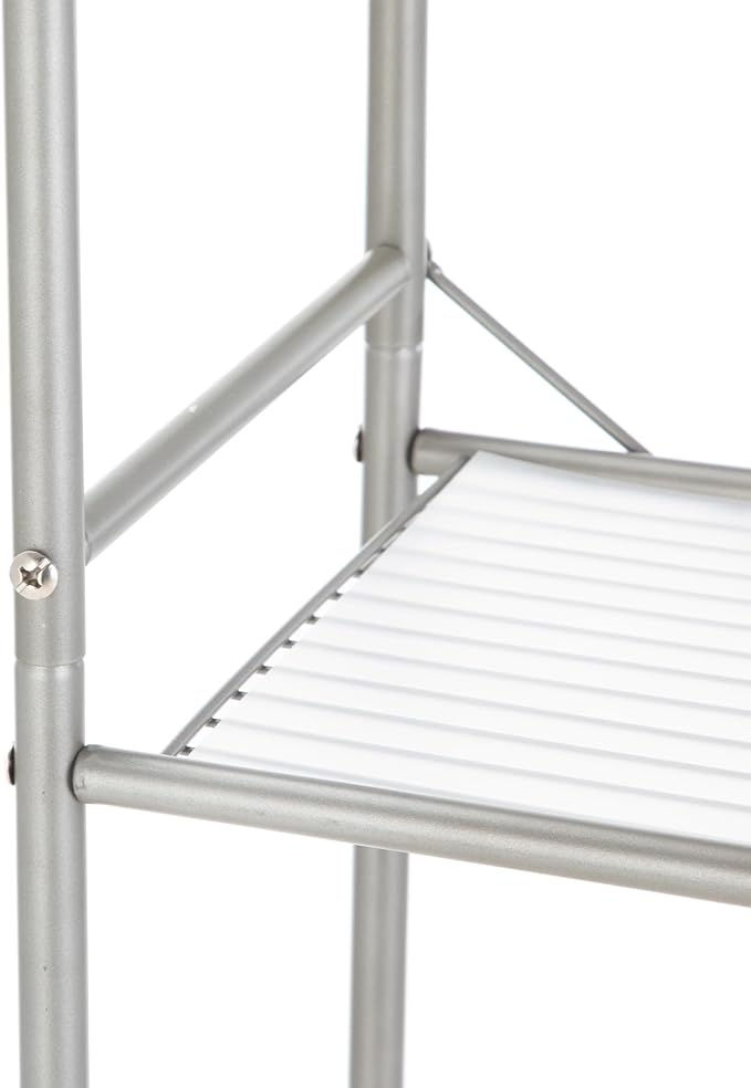 3-Tier Over The Toilet Storage Unit, Satin Nickel Steel Bathroom Organizer with Liners, Space-Saving Toilet Tank Shelf Stand for Bathroom, Kitchen, Laundry Room