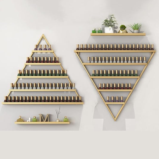 Nail Polish Rack Wall Mounted Perfume Organizer Shelves ,Triangle Nail Polish Metal Holder Essential Oil Display Case Shelf for Home Salon Business Spa, Cosmetics Bottles Storage Cabinet Spice Rack
