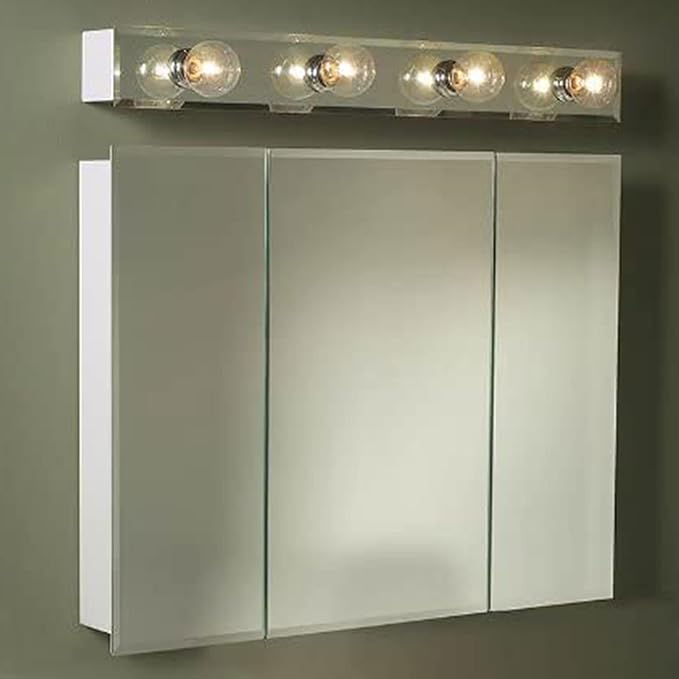 Jensen 255030X Tri-View Bevel Mirror Medicine Cabinet, 30" x 28.25" , White