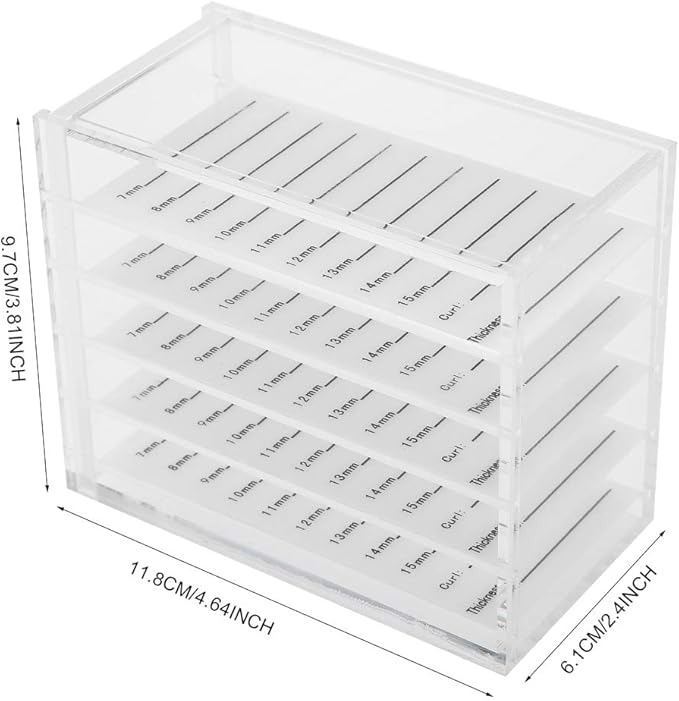 5-Layer Acrylic Plastic Eyelash Storage Box, Transparent, Minimalist Style, Beauty Salon, Bathroom, Dressing Table Organizer