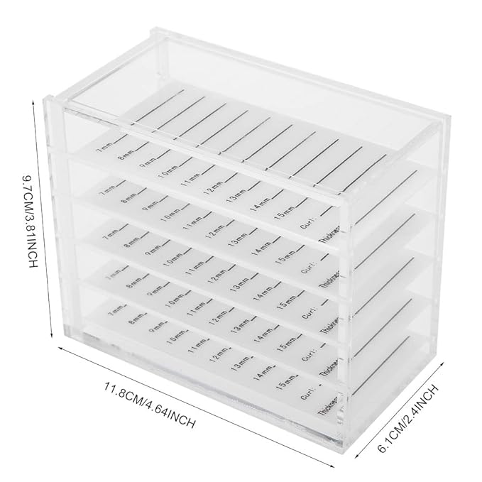 Eyelash Storage Box, 5 Layers Plastic Lash Storage Organizer Clear Eyelash Display Container Cosmetic Makeup Storage Box for Grafting Lash Extension