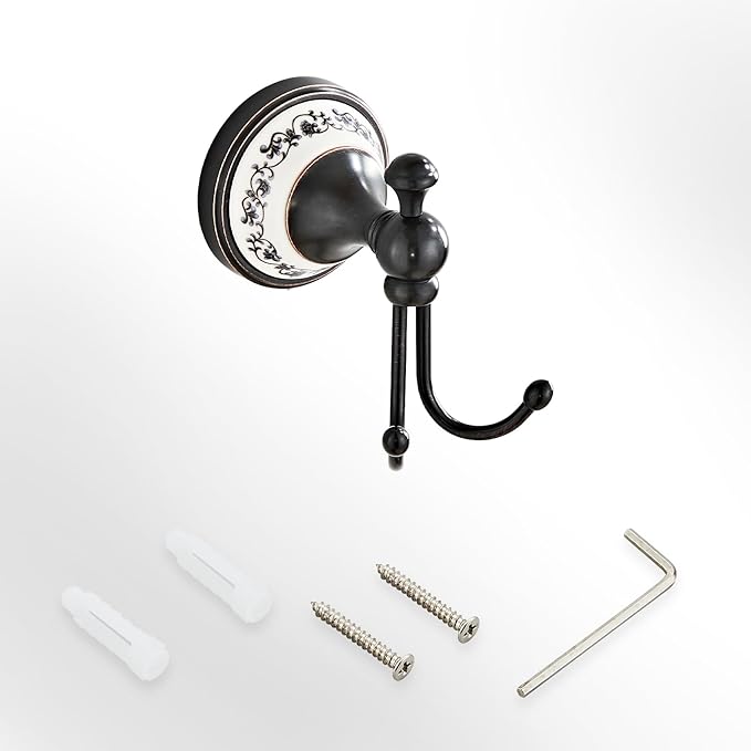 Black Bronze Brass Bath Towel Hooks Wall Mounted Bathroom Clothes Hook,Antique Brass Horn Shape Curved Towel Hooks
