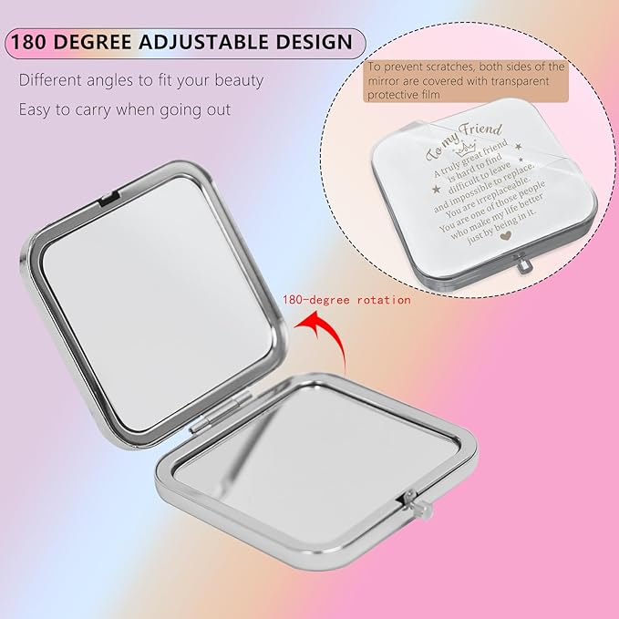 Friend Gift Compact Mirror, to My Best Friend Gorgeous Silvery Compact Mirror Unique Friendship Gift for Women Girls Sisters for Women BFF