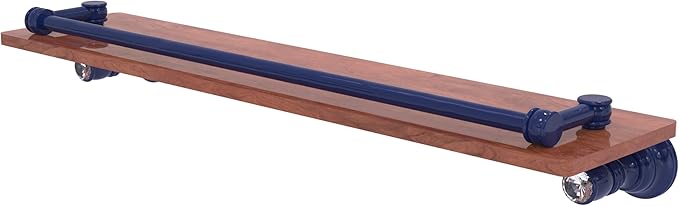Allied Brass CC-1-22-GAL-IRW-MBL Carolina Crystal Collection 22 Inch Wood Shelf with Gallery Rail, Mediterranean Blue