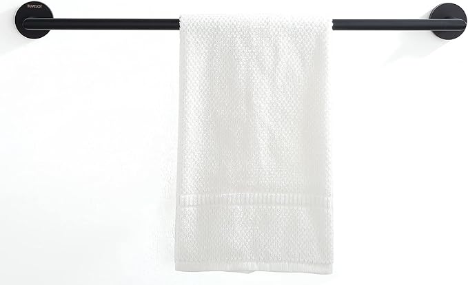 Black Towel Bar,Towel Racks for Bathroom, Modern Hotel Style Bathroom Towel Shelf Wall Mounted, Single Towel Rod 26 Inch, Matte Black, 077070-MB Leo Series