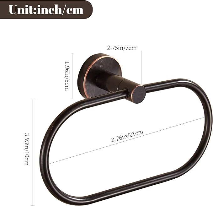 BigBig Home Bronze Towel Ring, Bathroom Towel Holder, Bath Oil Rubbed Hand Towel Rack Hanger Wall Mounted Farmhouse