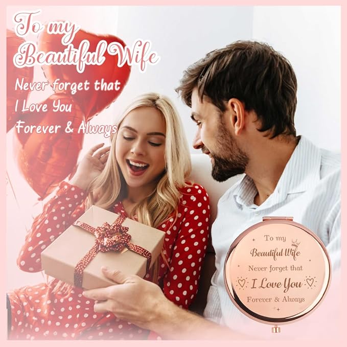 Wife Birthday Gifts Ideas,Best Wife Presents, for Mothers Day from Husband,Gift for Mothers Day Anniversary Christmas Valentine's DayCompact Mirror