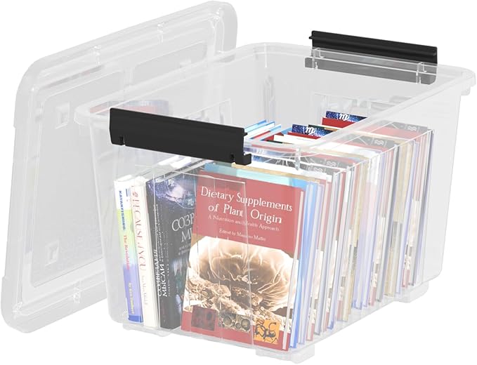 4-Pack 35 Quart Plastic Storage Bin with Secure Lid and Latching Buckles, Stackable Wheeled Container Box