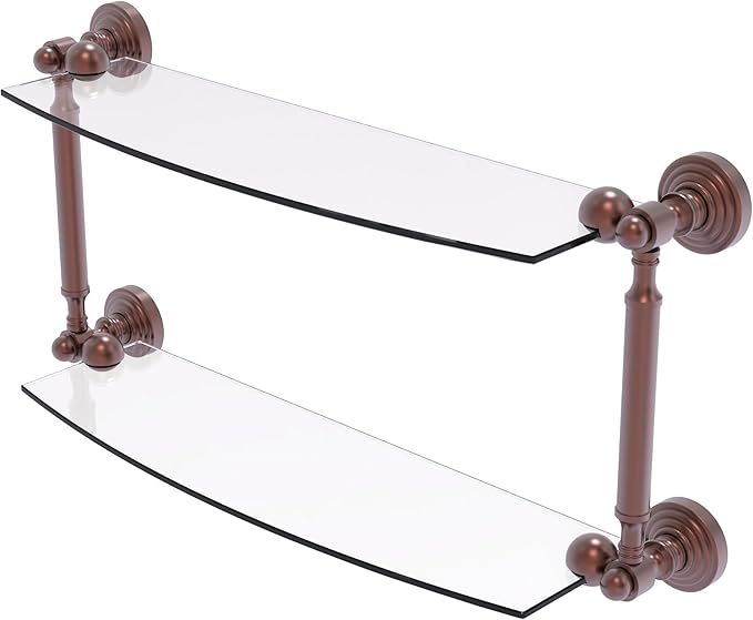 Allied Brass WP-34/18 Waverly Place Collection 18 Inch Two Tiered Glass Shelf, Antique Copper