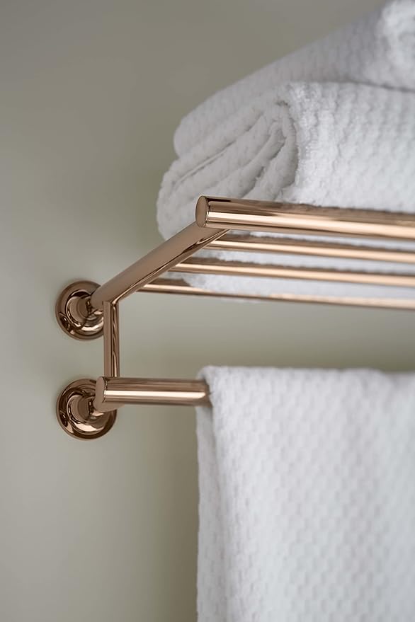 KOHLER 14381-CP Purist Hotelier Bathroom Towel Shelf, Wall-Mount Rack, Bathroom Towel Holder, Polished Chrome