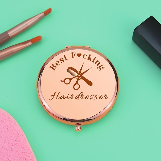 Hairdresser Thank You Gifts Hair Stylist Gifts Compact Makeup Mirror Hair Dresser Gift for Women Graduation Gift for Hairdresser Appreciation Gifts Folding Makeup Mirror Christmas Birthday Gifts