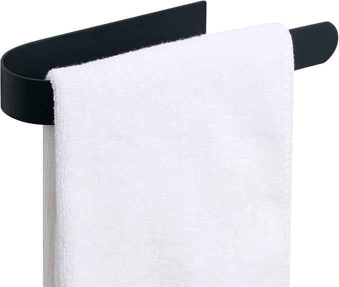 HouseAid Self Adhesive Hand Towel Holder for Bathroom, Stainless Steel Adhesive Towel Bar, No Drilling Modern Hand Towel Hanger, Matte Black