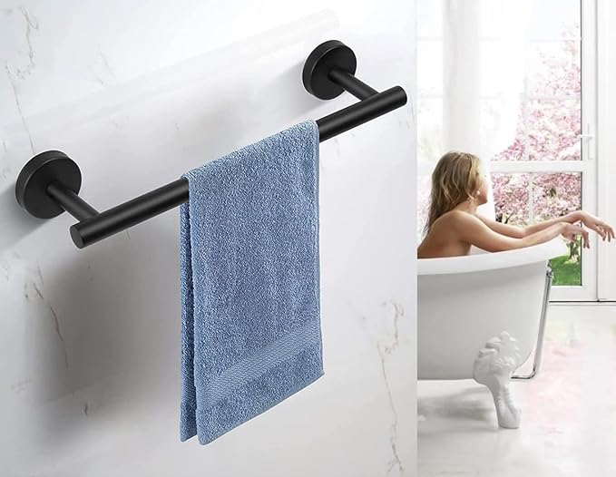 16 Inch Towel Bar 2 Pack for Bathroom 9/12/16/24/28/33 Inch Kitchen Hand Towel Holder Matted Black Stainless Steel 304 RUSTPROOF Wall Mount Towel Rod 2 of Pack (2, Matted Black, 16 Inch)