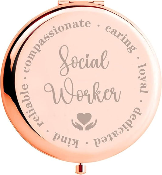 Social Worker Appreciation Gifts for Women, Social Work Month Volunteer Gift for BSW Compact Makeup Mirror