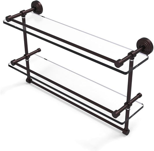 Allied Brass WP-2TB/22-GAL-ABZ Wp 2 Tb Gal Inch Gallery Double Towel Bar Glass Shelf, 22 Inch, Antique Bronze