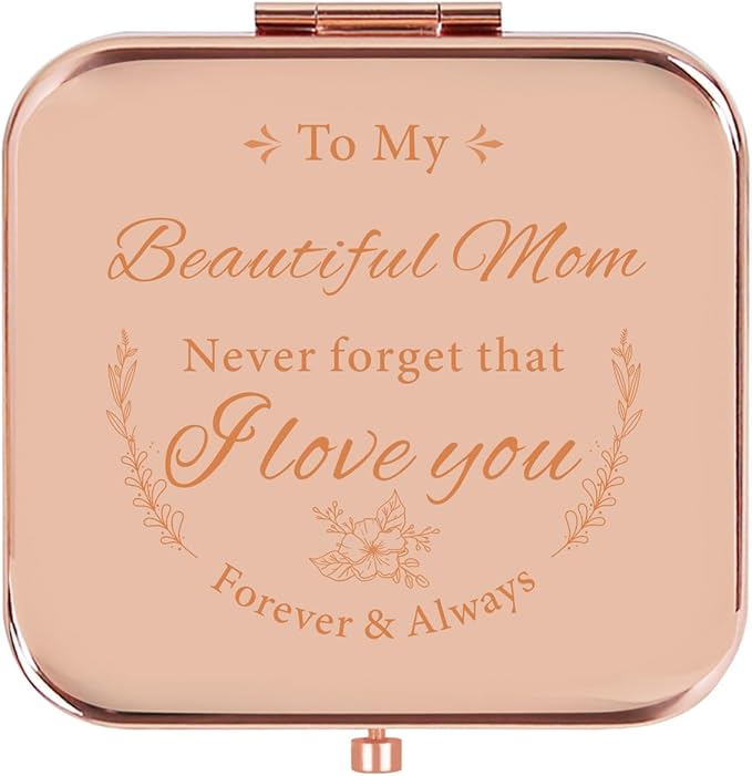 Compact Mirror Gifts for Mom, Rose Gold Compact Mirror for Mother, Birthday Gifts for Women from Daughter or Son for Mom Birthday, Mothers Day Wedding Anniversary