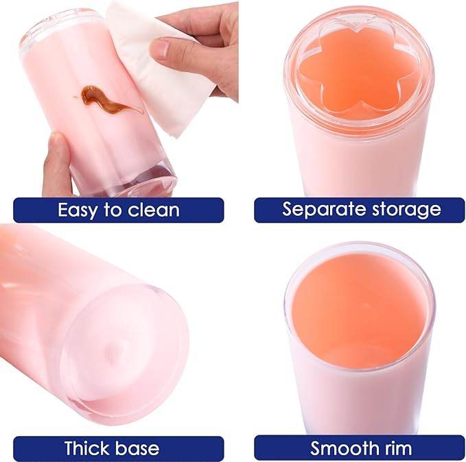Pink Bathroom Accessories Set 5 Pieces Soap Dispenser and Toothbrush Holder, Tumbler, Soap Dish, Waterproof Labels, Acrylic Sink Countertop Organizer Set, Housewarming Gift with Exquisite Packaging