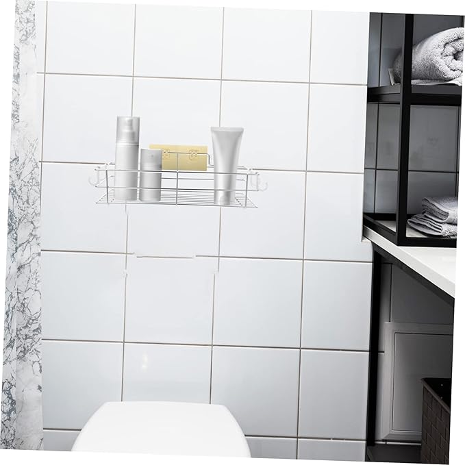Cabilock Bathroom Storage Rack Punch Wall Mounted Shelf for Toiletries Stainless Steel Design with Hollow Bottom for Quick Drainage Elegant Organizer for Bathroom