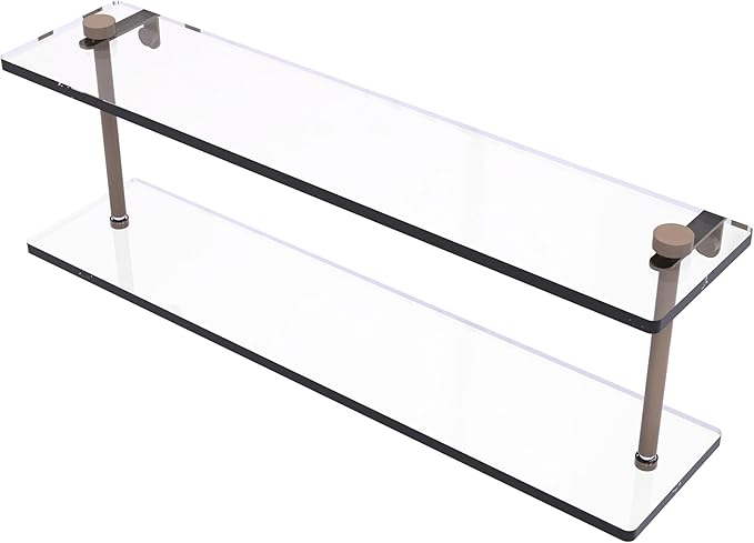 Allied Brass NS-2/22-SHB 22 Inch Two Tiered Glass Shelf, Shaded Beige