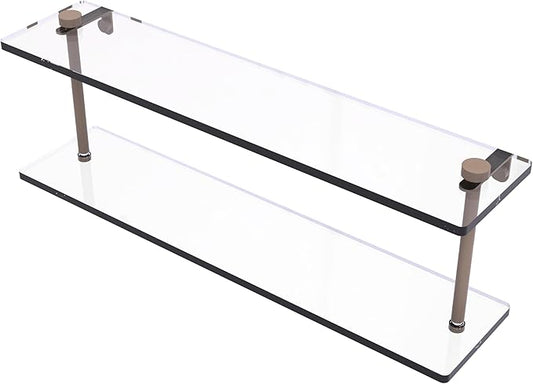 Allied Brass NS-2/22-SHB 22 Inch Two Tiered Glass Shelf, Shaded Beige
