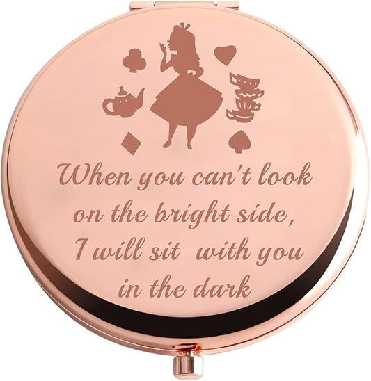 AKTAP Fairy Tale Gifts Princess Fans Compact Mirror I Will Sit with You in The Dark Makeup Mirror for Women
