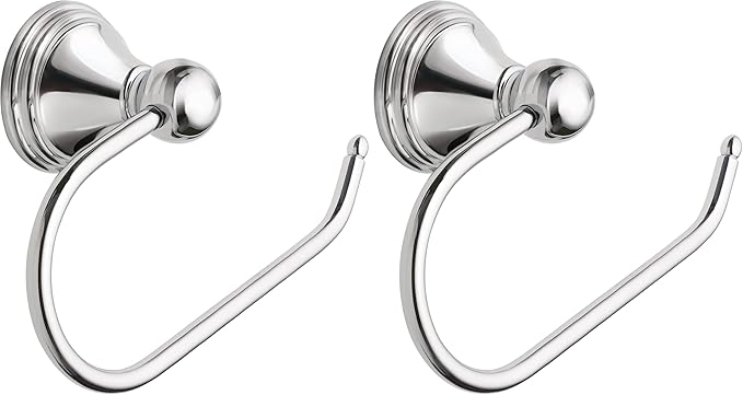 Moen Preston Collection Chrome Single Post Toilet Paper Holder, Wall Mounted Hanging Toilet Tissue Storage, DN8408CH (Pack of 2)