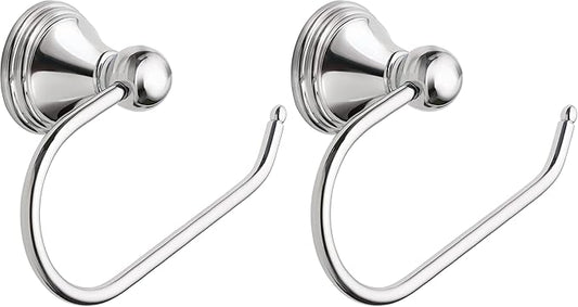 Moen Preston Collection Chrome Single Post Toilet Paper Holder, Wall Mounted Hanging Toilet Tissue Storage, DN8408CH (Pack of 2)