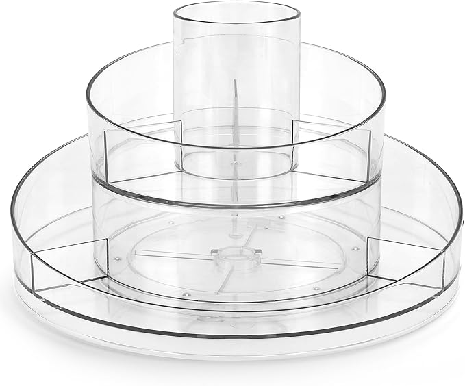 360° Rotating Makeup Organizer - Cosmetic Skincare Organizers wish Brush Holder, Large Capacity Cosmetic Display Case for Vanity, Bathroom Countertop (Clear)