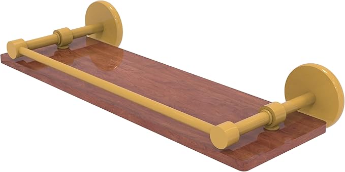 Allied Brass P1000-1-16-GAL-IRW-SGL Prestige Skyline Collection 16 Inch Solid IPE Ironwood Shelf with Gallery Rail, Spanish Gold
